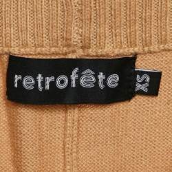 Retrofete Beige Rhinestone Embellished Rib Knit Desiree Sweatpants XS