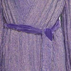 Retrofete Purple Sequin Belted Mini Wrap Dress XS