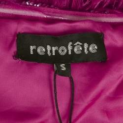 Retrofete Bright Pink Sequin Embellished Faux Feather Detail Strapless Mini Dress S