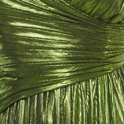 مملوكة مسبقًا Retrofête Metallic Green Lamé V-Neck Draped Doss Maxi Dress XS