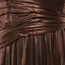Pre Owned Retrofete Metallic Brown Lame Waldorf Strapless Dress S
