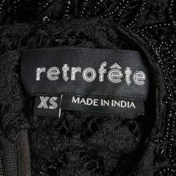 Pre Owned Retrofete Black Beaded Mesh High Neck Top XS