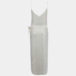مملوكة مسبقًا Retrofete White Sequin Embellished Maxi Dress S  