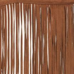 مملوكة مسبقًا Retrofete Brown Jacinta Suede Fringe Bralette XS