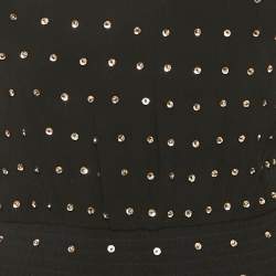 مملوكة مسبقًا فستان قصير بكتف واحد مرصع بالترتر حريري أسود ريتروفيتي مقاس صغير جداً