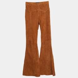 Pre Owned Retrofête Brown Suede Lace-Up Flared Trousers XS