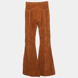Pre Owned Retrofête Brown Suede Lace-Up Flared Trousers XS
