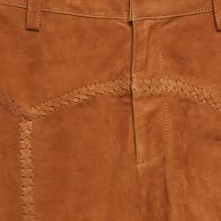 Pre Owned Retrofête Brown Suede Lace-Up Flared Trousers XS