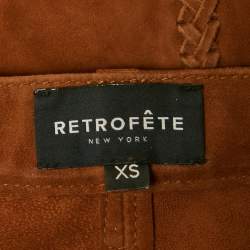 Pre Owned Retrofête Brown Suede Lace-Up Flared Trousers XS