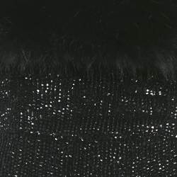 Pre Owned فسستان قصير بدون حمالات بتفاصيل فرو اصطناعي مرصع بالترتر ريتروفتي مقاس صغير جداً