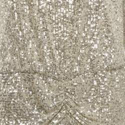 مملوكة مسبقًا فستان قصير مجمع قماش لامع فضي ريتروفيتي مقاس كبير