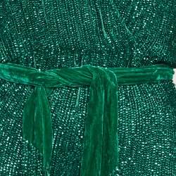 Pre Owned Retrofete Green Sequin Gabrielle Wrap Dress XS