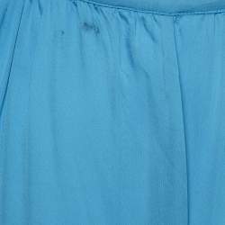 Pre Owned Rhode Blue Crepe Mock Neck Tie Up Midi Dress S