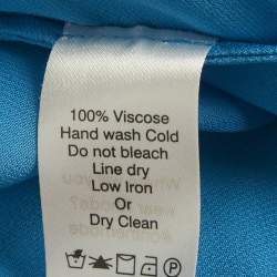 Pre Owned Rhode Blue Crepe Mock Neck Tie Up Midi Dress S