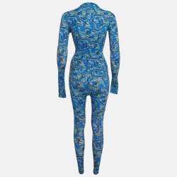 Pre Owned Rhodochrosite Blue Abstract Print Bodysuit and Leggings Set XS/S