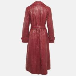 Pre Owned Richards Radcliffe Burgundy Real Leather Cadogan Hand Woven Coat M