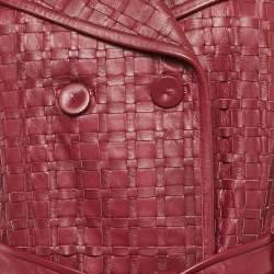 Pre Owned Richards Radcliffe Burgundy Real Leather Cadogan Hand Woven Coat M