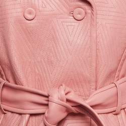 Richards Radcliffe Pink Leather Double Breasted Trench Coat M