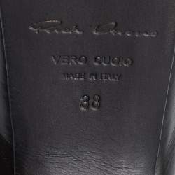 Pre Owned Rick Owens Black Leather Rhino Grilled Kiss Boots Size 38