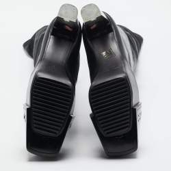 Pre Owned Rick Owens Black Leather Rhino Grilled Kiss Boots Size 38