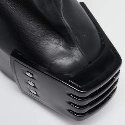 Pre Owned Rick Owens Black Leather Rhino Grilled Kiss Boots Size 38