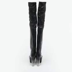 Pre Owned Rick Owens Black Leather Rhino Grilled Kiss Boots Size 38