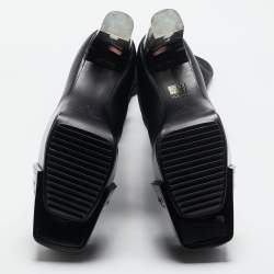 Pre Owned Rick Owens Black Leather Rhino Grilled Kiss Boots Size 37