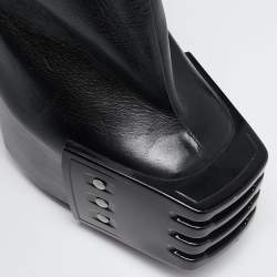 Pre Owned Rick Owens Black Leather Rhino Grilled Kiss Boots Size 37