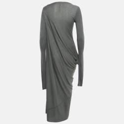 Pre Owned Rick Owens Dark Dust Grey Jersey Full Sleeve Maxi Dress M