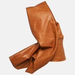 Rick Owens Clay Brown Leather One-Shoulder Asymmetric Top S