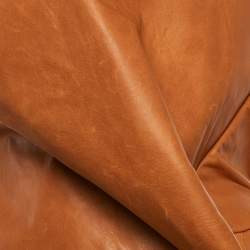 Rick Owens Clay Brown Leather One-Shoulder Asymmetric Top S