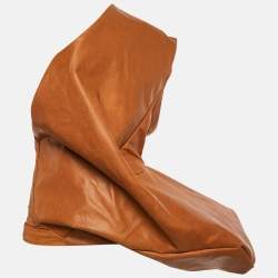 Rick Owens Clay Brown Leather One-Shoulder Asymmetric Top S