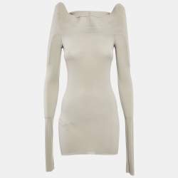 Rick Owens Grey Jersey Detail Shoulder Long Sleeve Top M