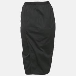Pre Owned Rick Owens Black Cotton Midi Skirt L