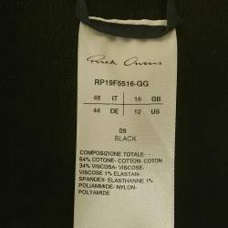 Pre Owned Rick Owens Black Textured Cotton Blend Off-Shoulder Maxi Dress L