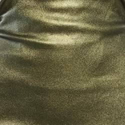 Rick Owens Shimmery Green Leather Strapless Midi Dress M
