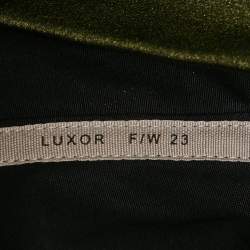 Rick Owens Shimmery Green Leather Strapless Midi Dress M