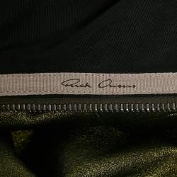 Rick Owens Shimmery Green Leather Strapless Midi Dress M