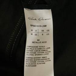 Rick Owens Shimmery Green Leather Strapless Midi Dress M