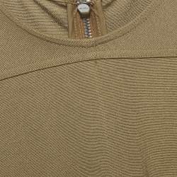 Pre Owned Rick Owens Green Stretch Cotton Asymmetric Midi Dress M