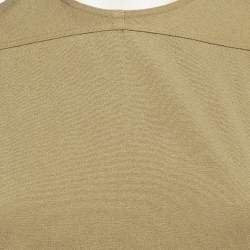 Pre Owned Rick Owens Green Stretch Cotton Asymmetric Midi Dress M