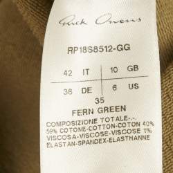 Pre Owned Rick Owens Green Stretch Cotton Asymmetric Midi Dress M