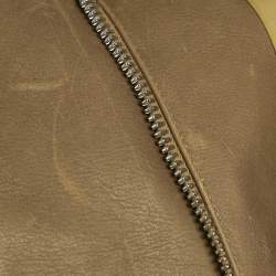 Pre Owned Rick Owens Fern Green Leather Draped Zip-Up Jacket M