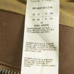 Pre Owned Rick Owens Fern Green Leather Draped Zip-Up Jacket M