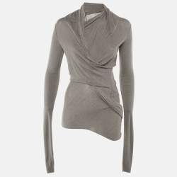Pre Owned Rick Owens Grey Knit Knot Detail Top S