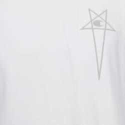 Pre Owned Rick Owens X Champions Off-White Embroidered Cotton Tank Top L