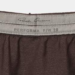 Pre Owned Rick Owens Brown Crepe Ruffled Midi Skirt M