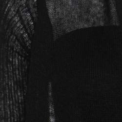 Rick Owens Black Alpaca Wool Open Front Water Fall Cardigan  S