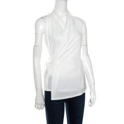 Rick Owens Madopolam Milk White Cotton Sleeveless Wrap Top M