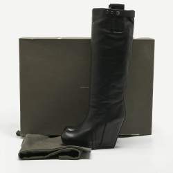 Pre Owned Rick Owens Black Leather Platform Knee Length Boots Size 40